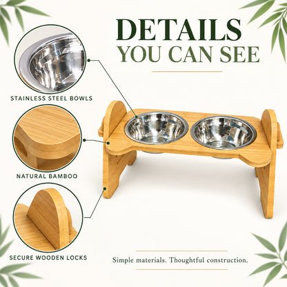 Trapezoid Bamboo Double Pet Bowl Stand, By GAVPEPY image 3 - 2.jpg