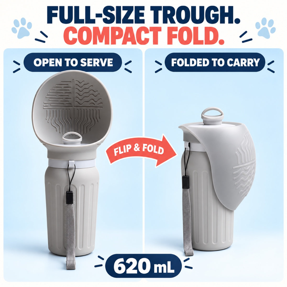 Collapsible Silicone Pet Water Bottle, 620 mL, 4 Colors, By GAVPEPY image 3 - 2.jpg