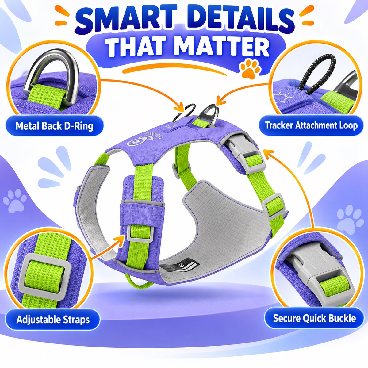 Quick-Dry Outdoor Dog Harness, 13 Colors and 5 Sizes, By GAVPEPY image 3 - 2.jpg