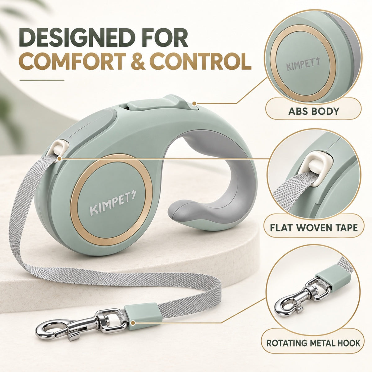 Premium Retractable Dog Leash, 4 Colors and 2 Lengths, By GAVPEPY image 3 - 2.jpg