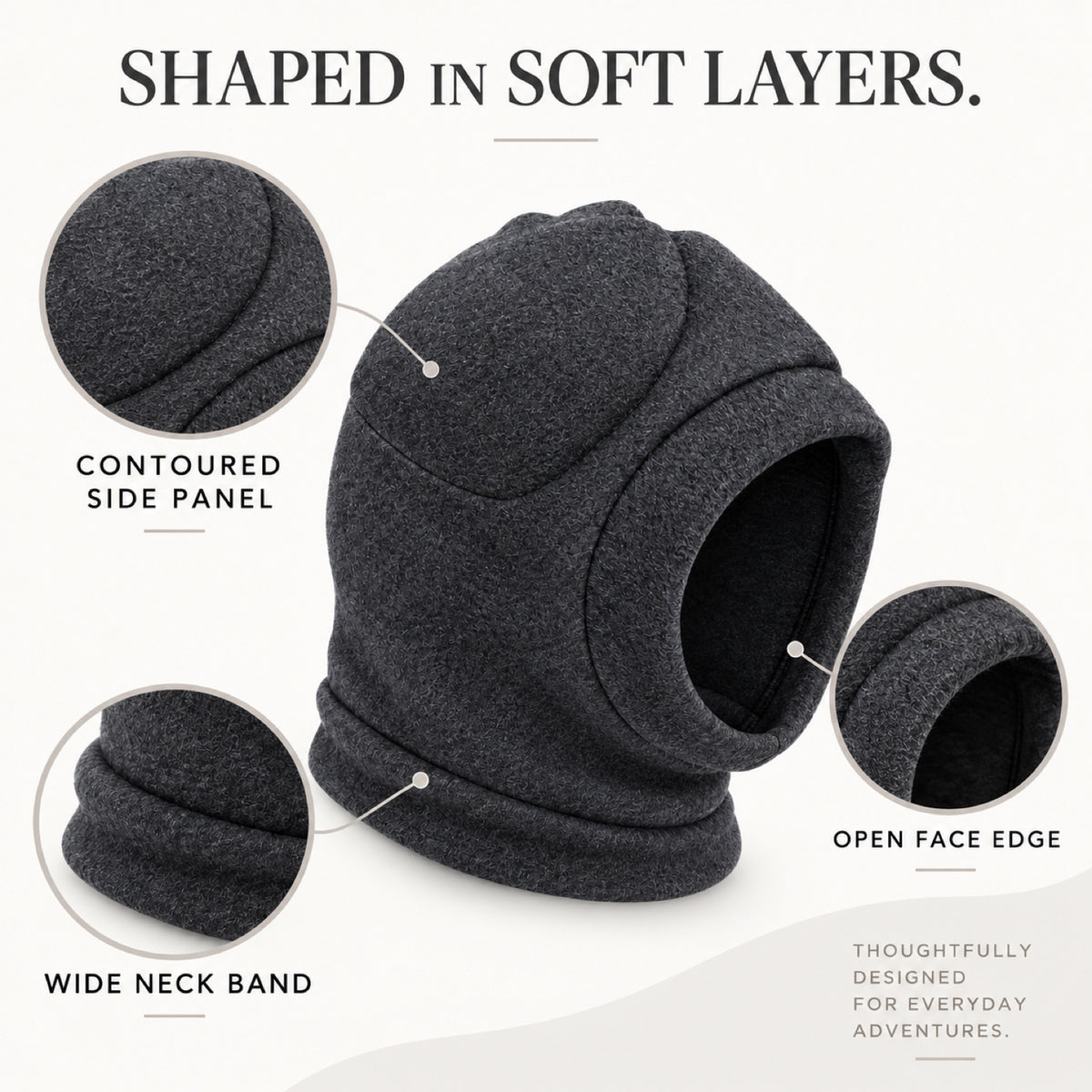 GAVPEPY Polyester Soft Dog Ear Hood, Gray or Purple in S, M, L and XL, for covering canine ears during supervised cold-weather and daily routines, walks, home, grooming and travel, a rounded soft hood, open face and extended lower edge provide the image 3 - 2.jpg
