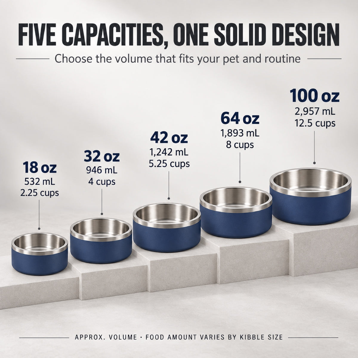 Stainless Steel Pet Bowl, 5 Capacities and 10 Colors, By GAVPEPY image 3 - 2.jpg