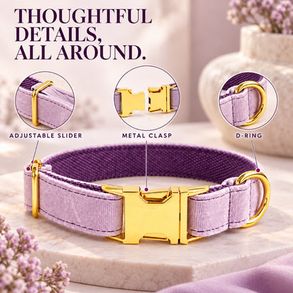 GAVPEPY Polyester Velvet-Look Dog Collar, Sizes XS, S, M, L, XL, Light Purple, for neighborhood walks, park visits and daily dog wear; an adjustable neckwear option for supervised walks and everyday outings image 3 - 2.jpg