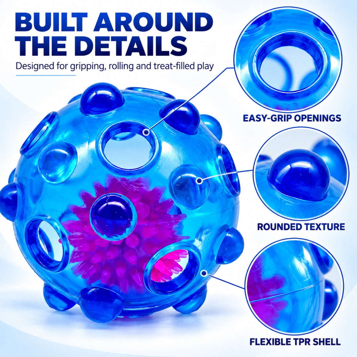 TPR Light-Up Squeaky Treat Ball Dog Toy, 6 Colors, By GAVPEPY image 3 - 2.jpg