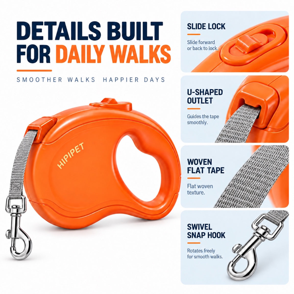 Candy-Color Retractable Dog Leash, 3 Colors and 2 Lengths, By GAVPEPY image 3 - 2.jpg