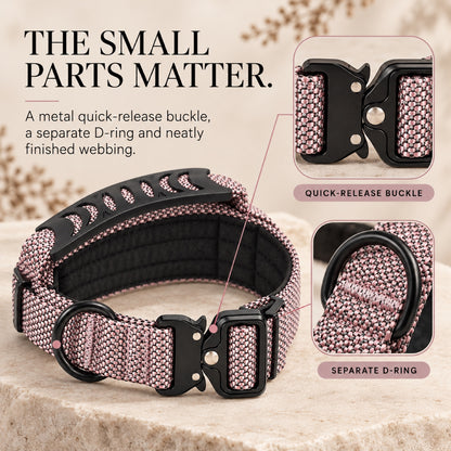 GAVPEPY Nylon Reflective Padded Dog Collar, Sizes S, M, L, Mauve, for daily dog walks and outdoor wear; adjustable neckwear with the selected finish and fit shown in the product photos; review the selected variant photo for details image 3 - 2.jpg