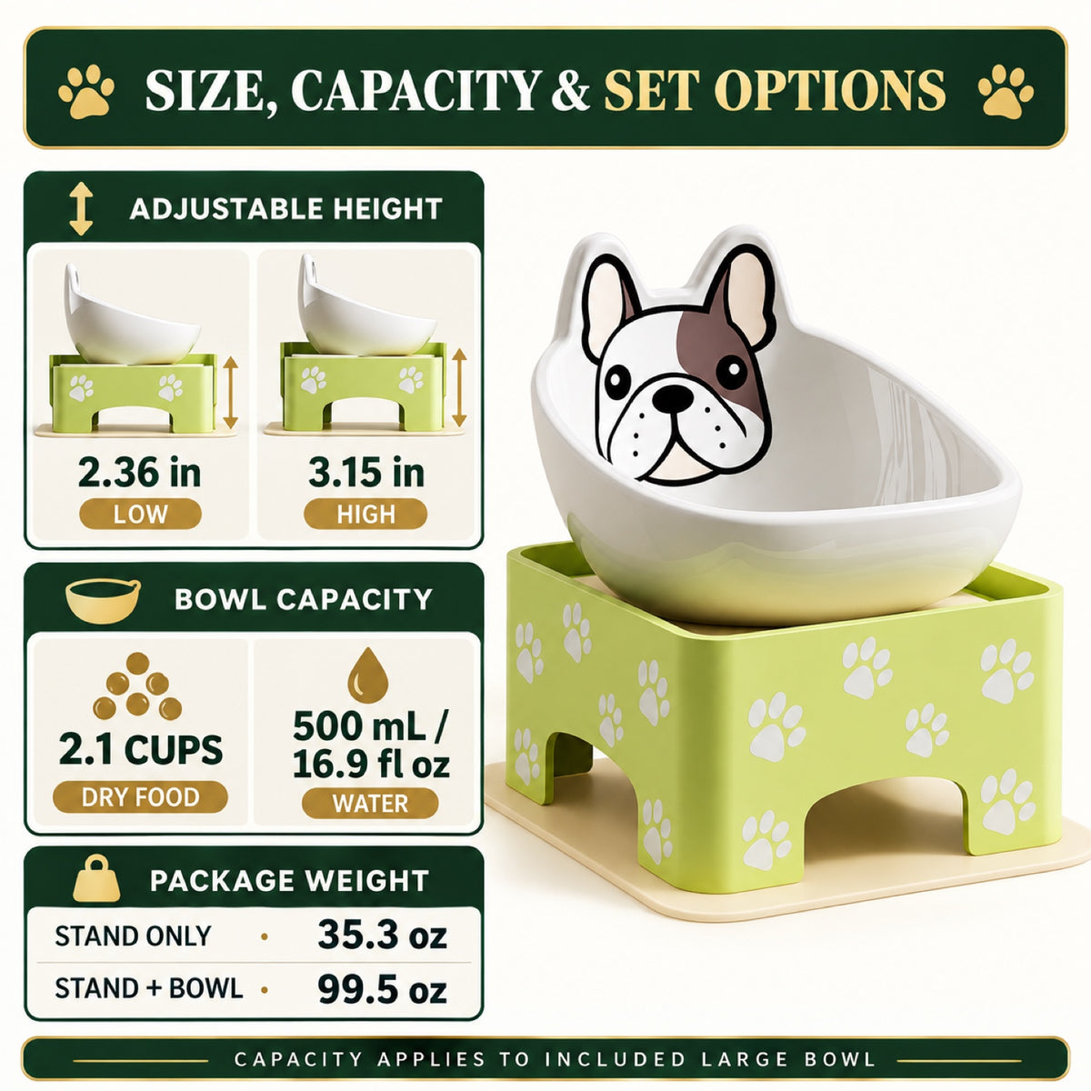 Adjustable Ceramic Pet Bowl Table, 2 Set Options, By GAVPEPY image 3 - 2.jpg