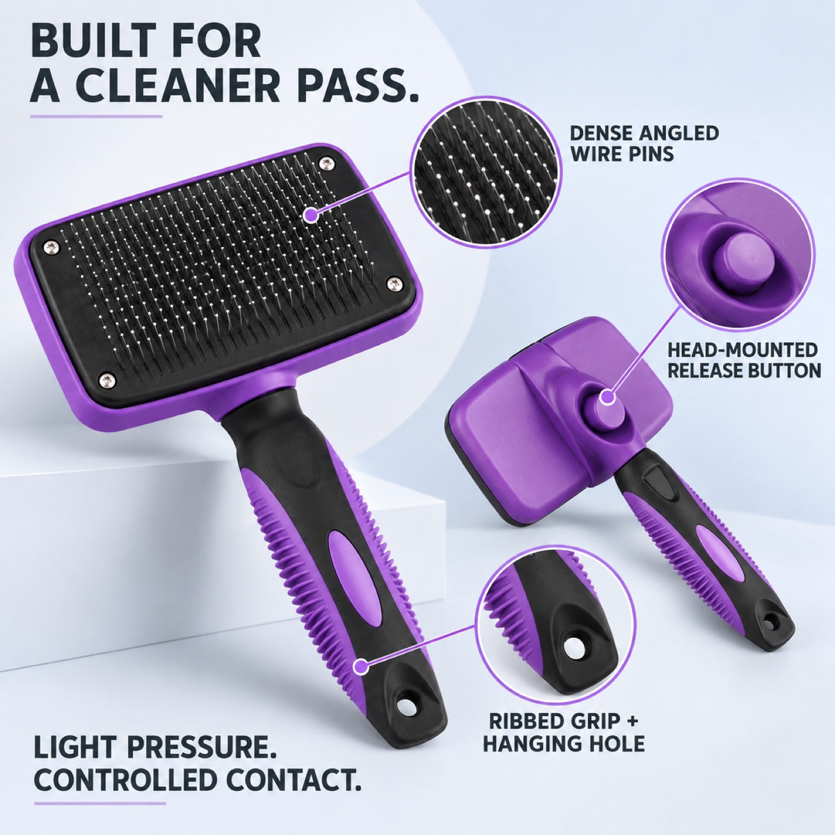 One-Touch Pet Slicker Brush, 4 Colors, By GAVPEPY image 3 - 2.jpg