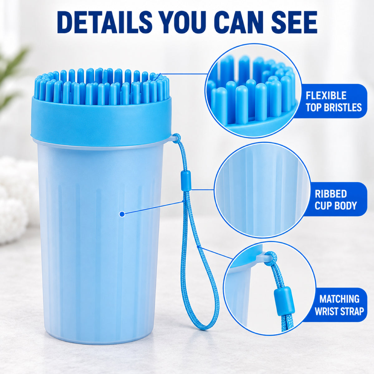 GAVPEPY TPR Silicone-Brush Paw Washer Cup, Sizes M, L, Blue, Green, Pink, after rainy walks, park visits and everyday outdoor trips; a reusable cup design for rinsing paws after walks and outdoor play image 2 - 2.jpg