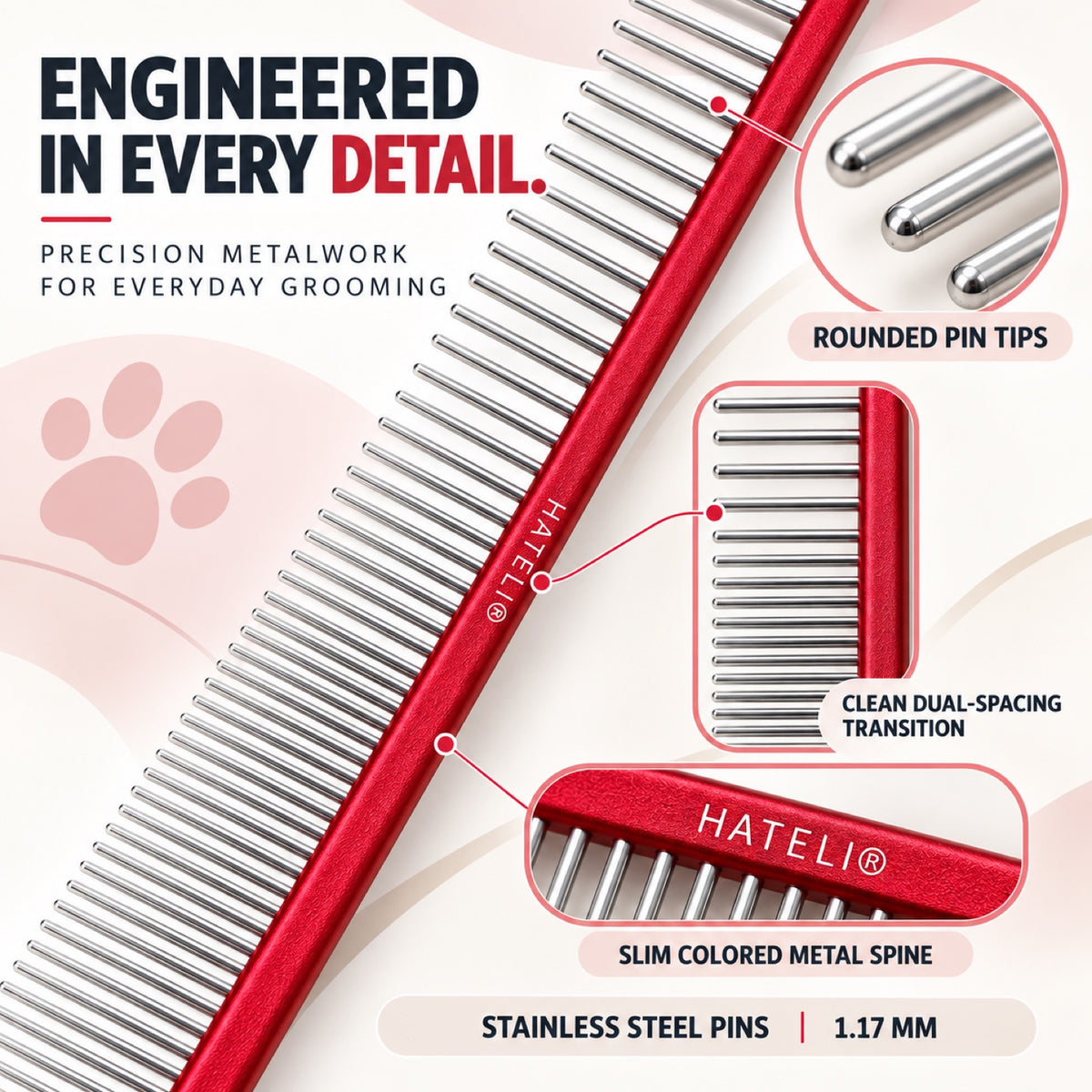 22 cm Stainless Steel Pet Grooming Comb, 5 Colors, By GAVPEPY image 3 - 2.jpg