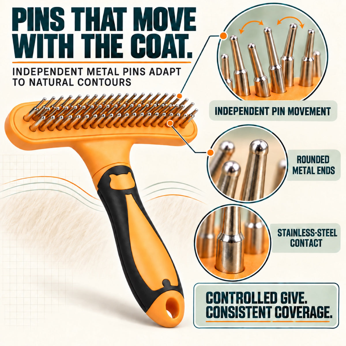 Double-Row Pet Grooming Rake, 5 Colors, By GAVPEPY image 3 - 2.jpg