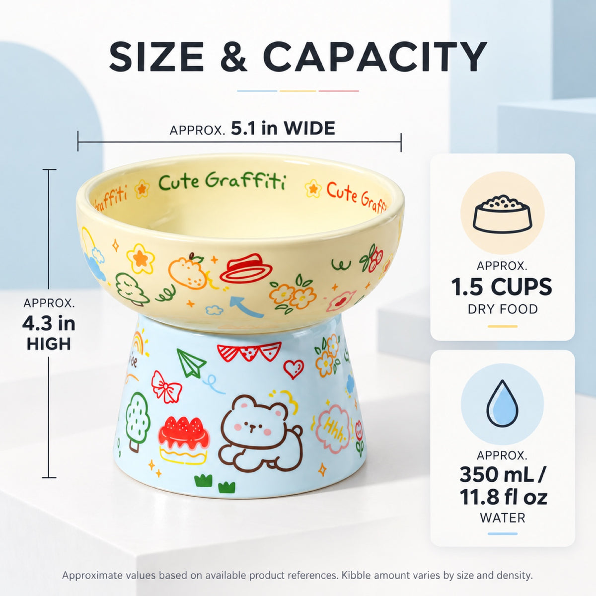 Graffiti Ceramic Pet Bowl, 6 Color Options, By GAVPEPY image 3 - 2.jpg