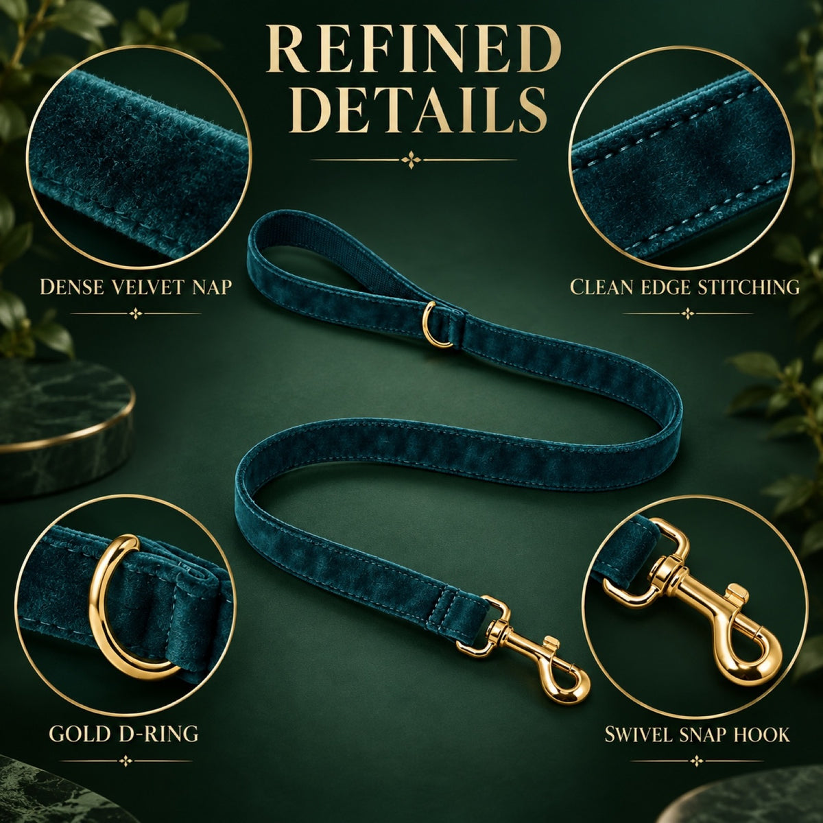 Velvet Dog Leash, 36 Colors and 5 Sizes, By GAVPEPY image 3 - 2.jpg