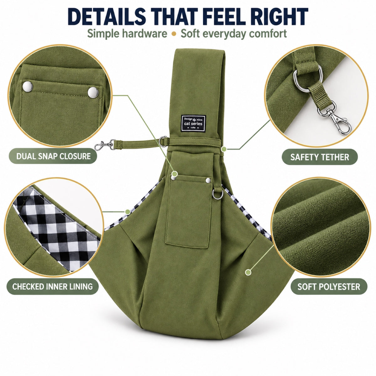 Foldable Pet Sling Carrier with Safety Clip, 13 Colors, By GAVPEPY image 3 - 2.jpg