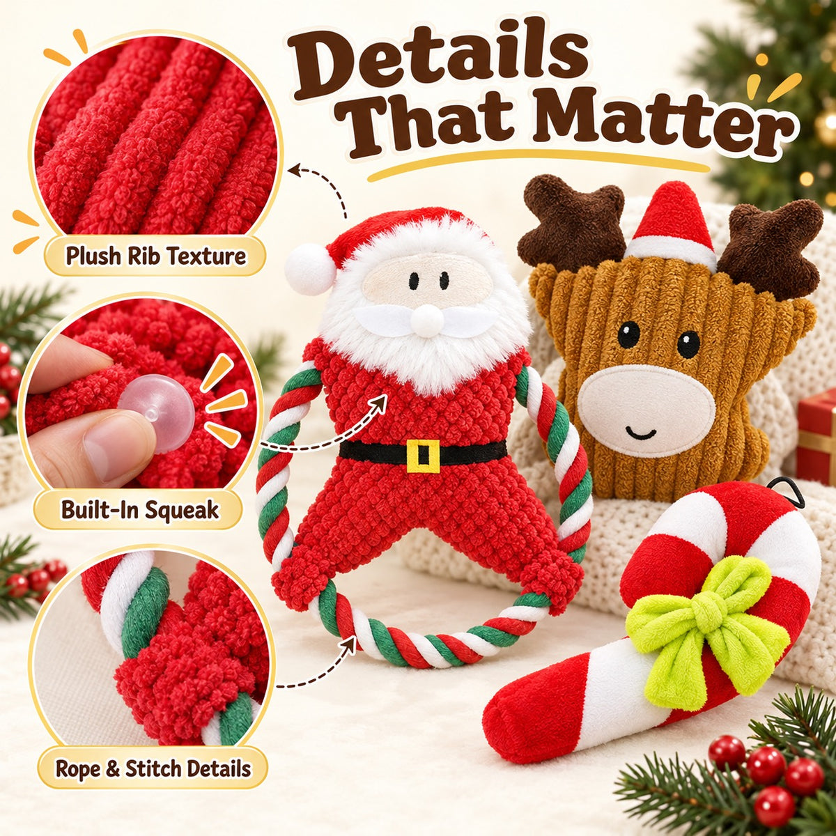 Plush Fabric Christmas Dog Toy, 8 Styles, By GAVPEPY image 3 - 2.jpg