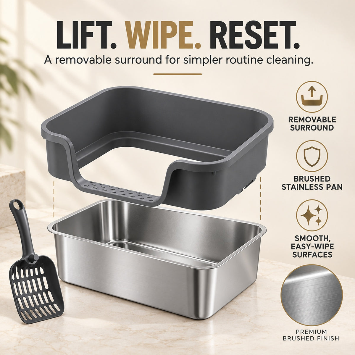 GAVPEPY Extra Large Stainless Steel High-Sided Cat Litter Box, 6 Options image 3 - 2.jpg