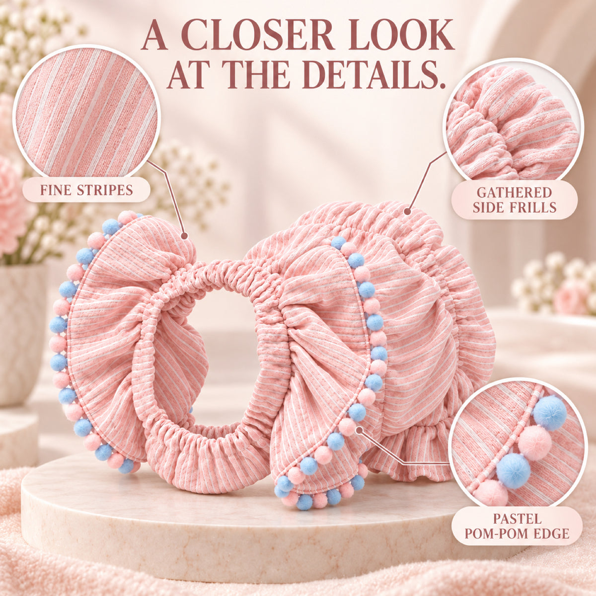 GAVPEPY Polyester Pink Lace Long-Ear Dog Snood, the LA96385 Pink Lace design in S, M and L, for holding long dog ears back during meals and supervised everyday routines, feeding, home grooming and short walks image 3 - 2.jpg