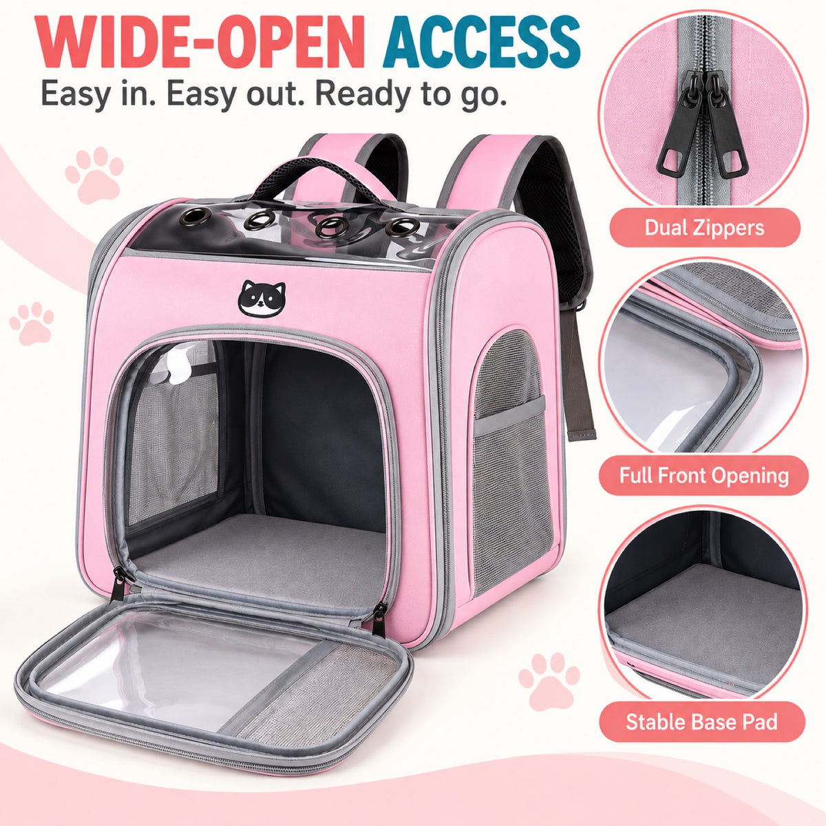 Transparent-Front Ventilated Pet Carrier Backpack, 6 Colors, By GAVPEPY image 3 - 2.jpg