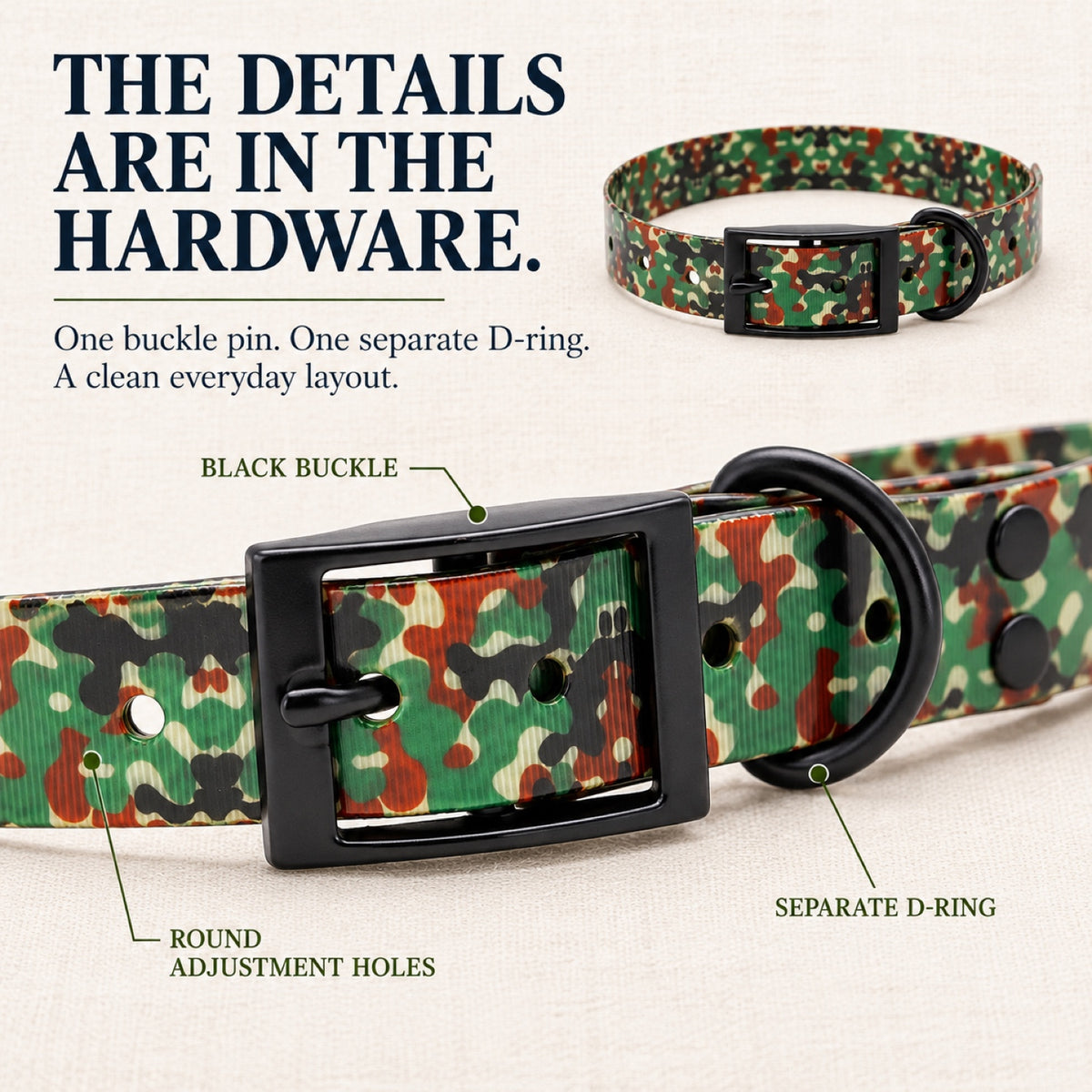 GAVPEPY TPU Camouflage Dog Collar, Size One Size, Muted Olive Rust Camo, Red Green Camo, Forest Green Camo, Tan Brown Camo, for daily dog walks and outdoor wear; adjustable neckwear with the selected finish and fit shown in the product photos image 3 - 2.jpg