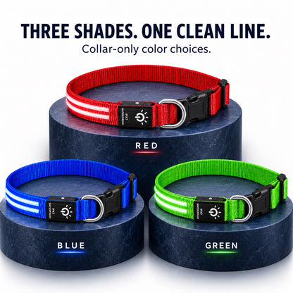 GAVPEPY Nylon Dual-Fiber LED Dog Collar, Sizes S, M, L, Red, Blue, Green, for neighborhood walks, park visits and daily dog wear; an adjustable neckwear option for supervised walks and everyday outings image 3 - 2.jpg