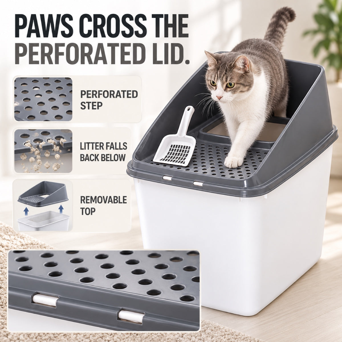 GAVPEPY Top-Entry Enclosed Cat Litter Box, 2 Options image 3 - 2.jpg