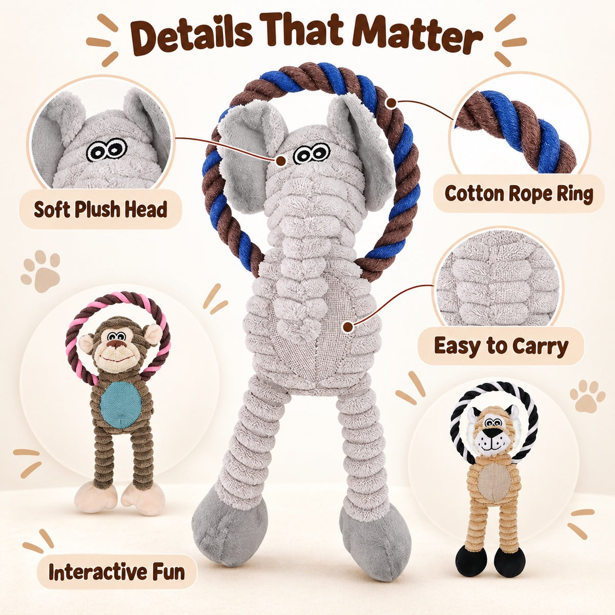 Plush Fabric Plush Squeaky Dog Toy, 3 Styles, By GAVPEPY image 3 - 2.jpg