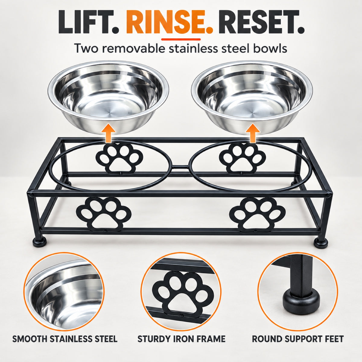 Raised Stainless Steel Double Pet Bowl with Stand, By GAVPEPY image 3 - 2.jpg