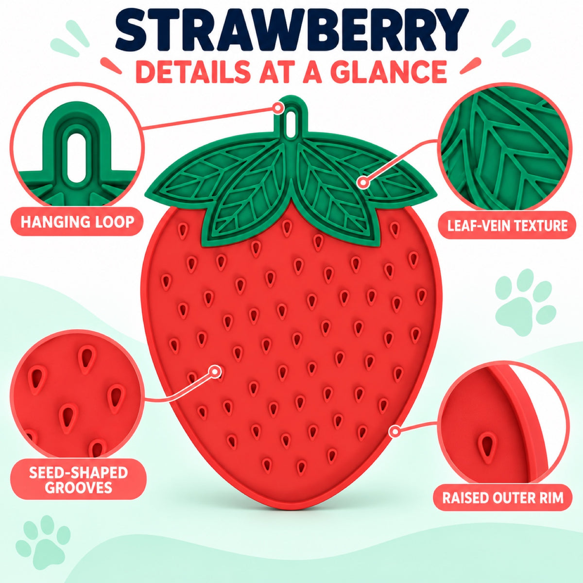 Strawberry-Shaped Silicone Pet Lick Mat, By GAVPEPY image 3 - 2.jpg