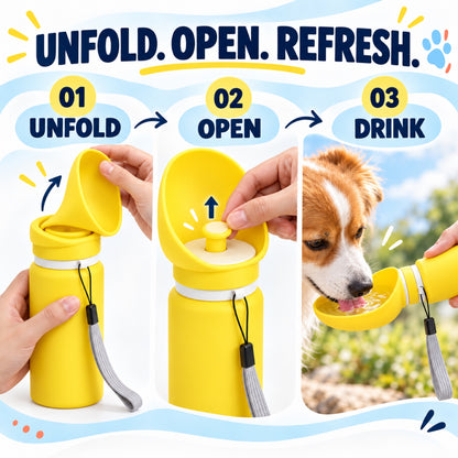 Foldable Silicone Travel Dog Water Bottle, 550 mL, 4 Options, By GAVPEPY image 3 - 2.jpg