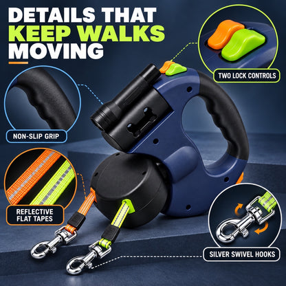 Dual-Dog Retractable Dog Leash, 3 Colors, By GAVPEPY image 3 - 2.jpg
