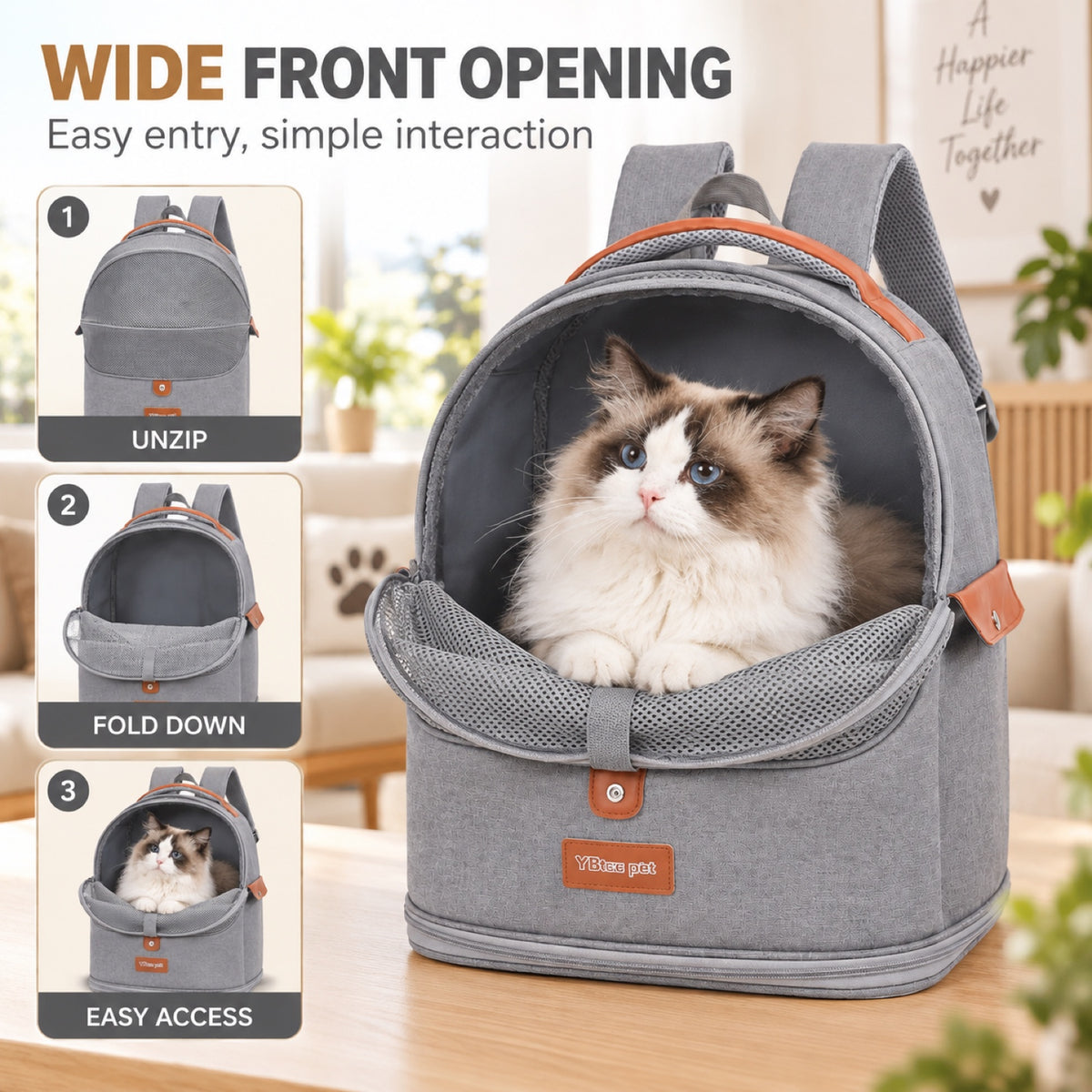 Foldable Mesh Pet Carrier Backpack, 4 Colors, By GAVPEPY image 3 - 2.jpg