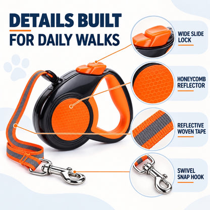 Reflective Retractable Dog Leash, 2 Colors and 3 Lengths, By GAVPEPY image 3 - 2.jpg