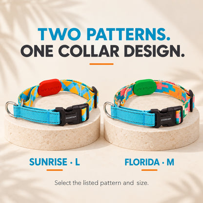GAVPEPY Polyester Half-Check Dog Collar, Sizes L, M, Sunrise Pattern, Florida Pattern, for neighborhood walks, park visits and daily dog wear; an adjustable neckwear option for supervised walks and everyday outings image 3 - 2.jpg