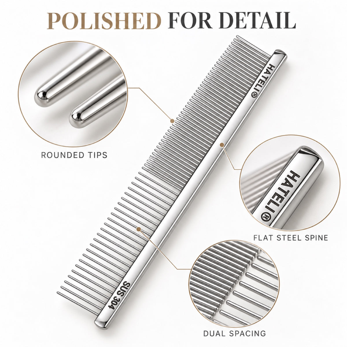 304 Stainless Steel Pet Face Comb, 2 Pin Lengths, By GAVPEPY image 3 - 2.jpg