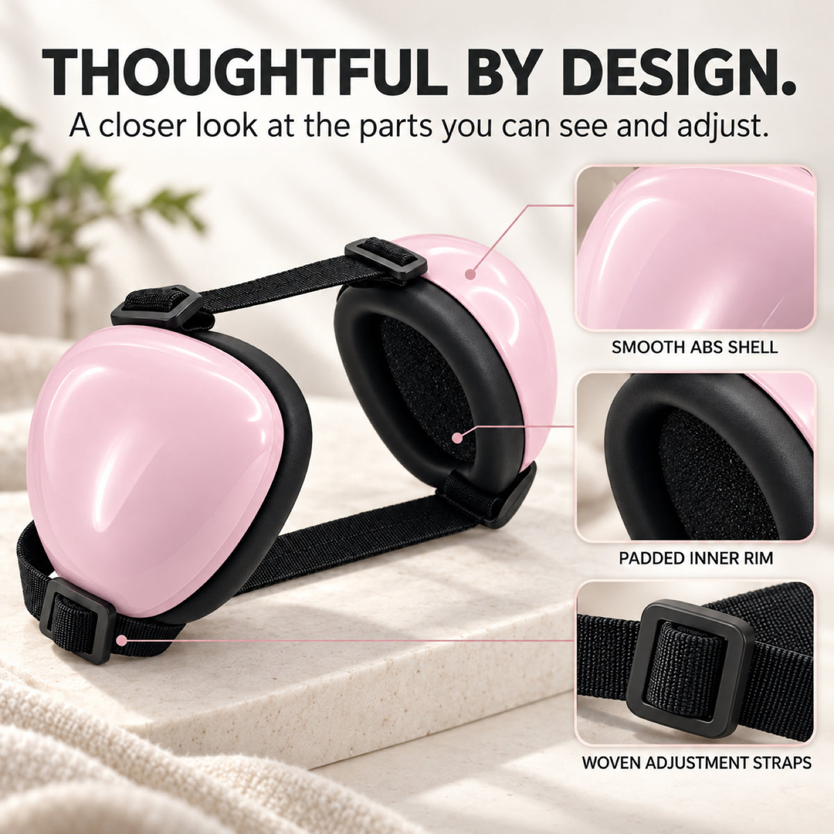 GAVPEPY ABS-Shell Adjustable Dog Ear Muffs, selected S, M and L sizes in Pink, Blue, Orange, Black, Red, Purple, White or Green, for covering canine ears during supervised noisy routines, home, travel, grooming and outdoor events image 3 - 2.jpg