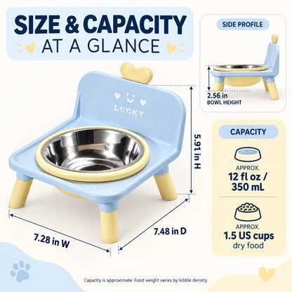 Raised Stainless Steel Pet Bowl, 4 Colors, By GAVPEPY image 3 - 2.jpg