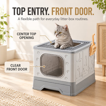GAVPEPY Foldable High-Sided Cat Litter Box, 2 Options image 3 - 2.jpg