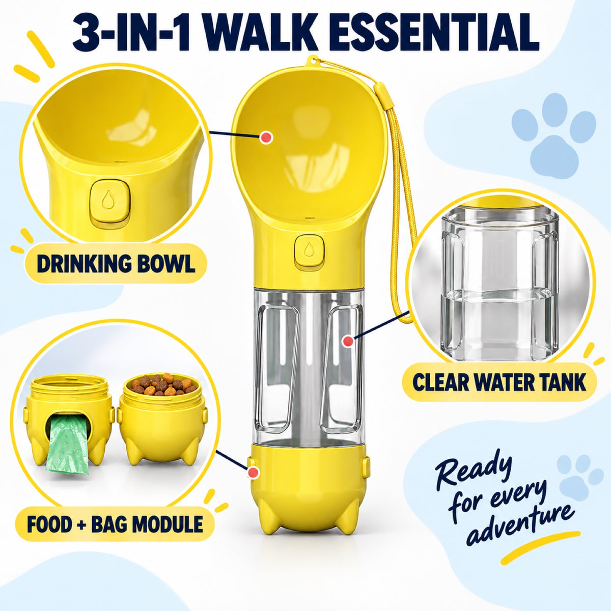 3-in-1 Pet Water Bottle with Waste Bag and Food Containers, By GAVPEPY image 3 - 2.jpg