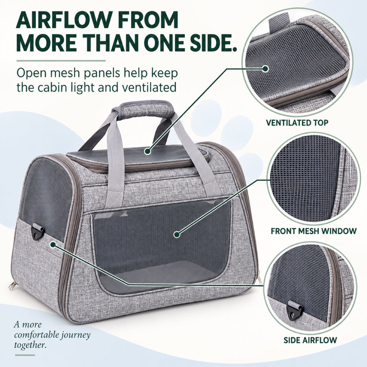 Large Rolling Pet Carrier with Detachable Trolley, 2 Colors, By GAVPEPY image 3 - 2.jpg