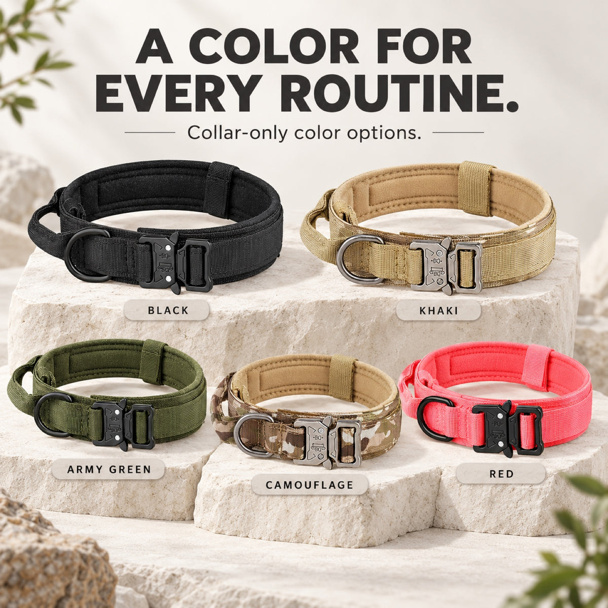 GAVPEPY Polyester with zinc-alloy hardware Tactical Padded Dog Collar, Sizes M, L, XL, 5 color or pattern options, for neighborhood walks, park visits and daily dog wear; an adjustable neckwear option for supervised walks and everyday outings image 3 - 2.jpg