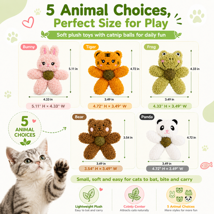 Plush Catnip Animal Cat Toy with Silvervine Ball image 2 - 2.png