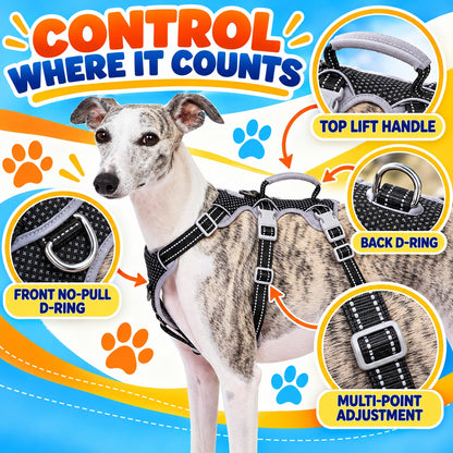 Reflective No-Pull Dog Harness With Lift Handle, 4 Colors and 5 Sizes, By GAVPEPY image 3 - 2.jpg