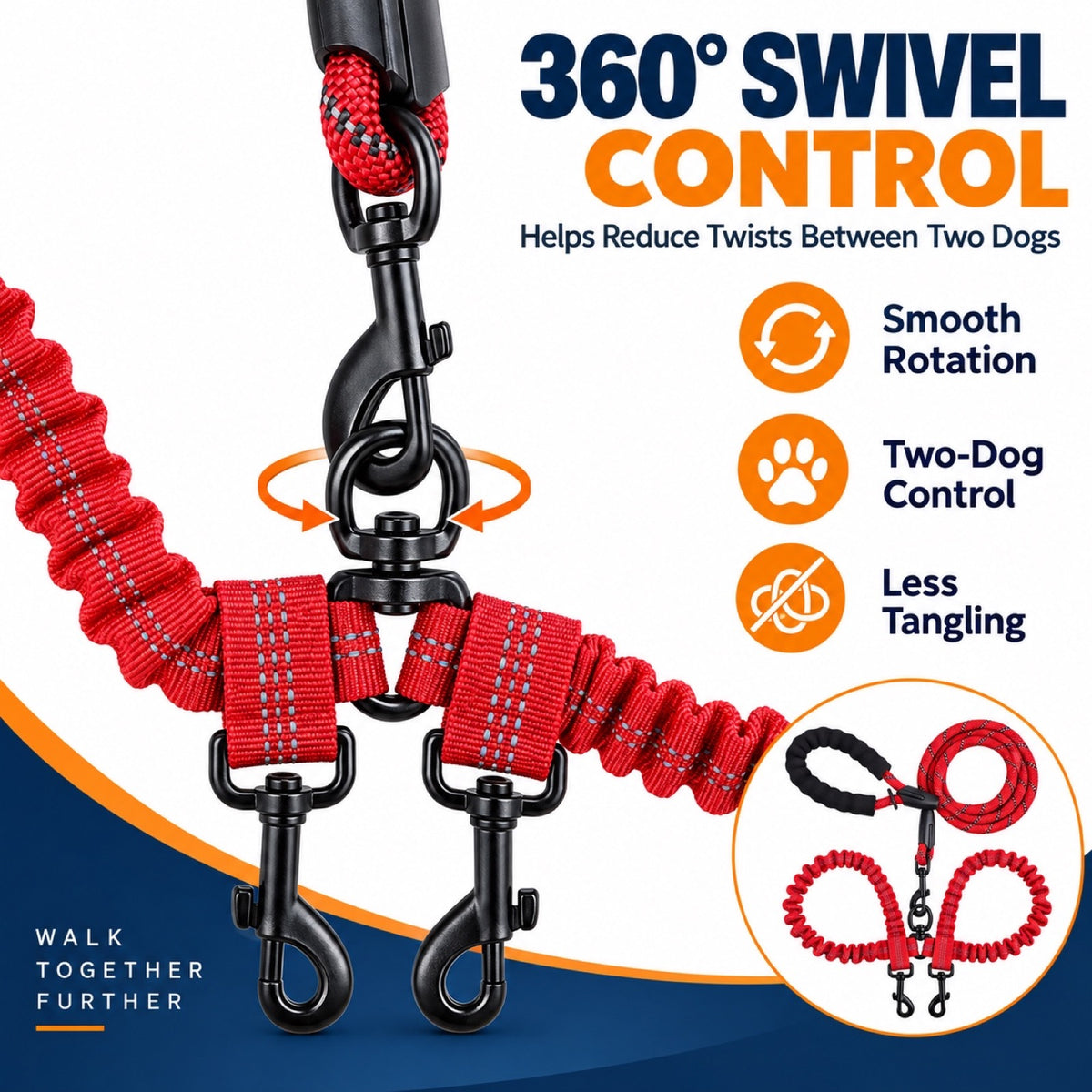 No-Tangle Dual-Dog Bungee Leash, 52 Options, By GAVPEPY image 3 - 2.jpg