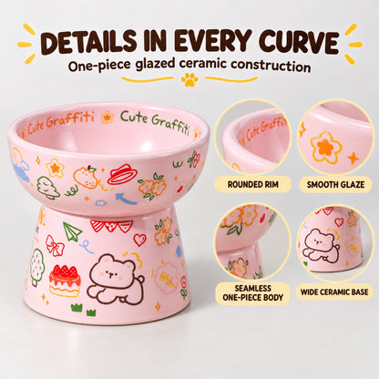 Graffiti Ceramic Pet Bowl, 6 Colorways, By GAVPEPY image 3 - 2.jpg