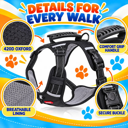 Adjustable PVC No-Pull Dog Harness, 3 Colors and 5 Sizes, By GAVPEPY image 3 - 2.jpg
