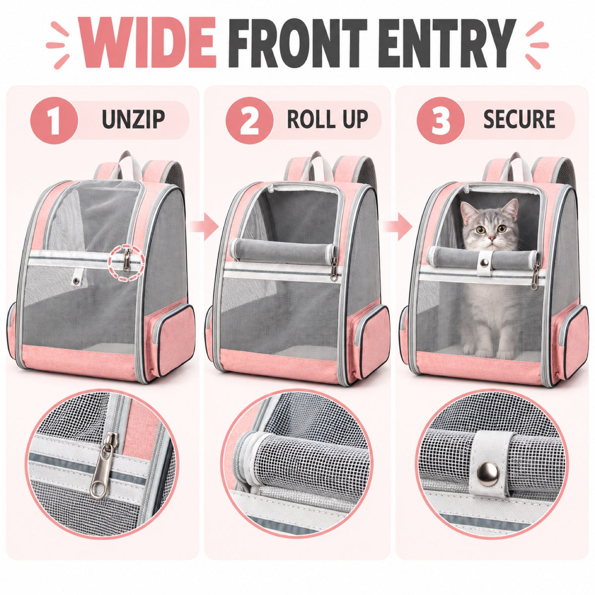 Full-Mesh Foldable Pet Backpack, 6 Options, By GAVPEPY image 3 - 2.jpg