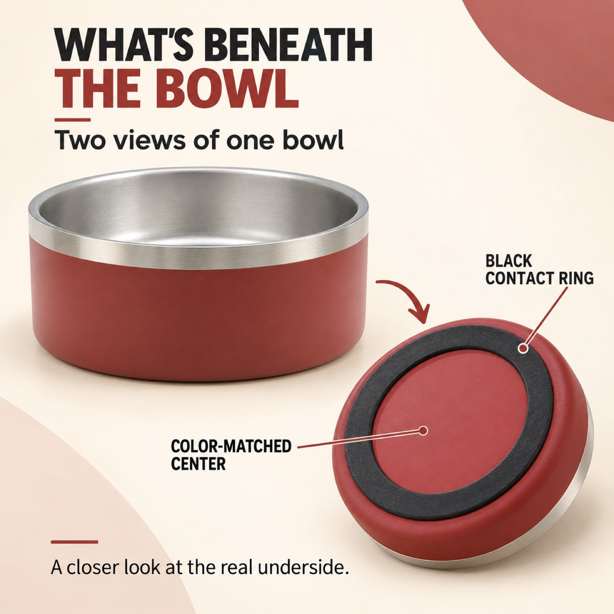 GAVPEPY Stainless Steel Pet Feeding Bowl, 14, 18 or 22 cm diameter, Red, Black, Blue, Green or White, for Everyday Dog and Cat Meals or Water at Home, wide rim and colored outer finish; a practical feeding setup for daily pet-care routines image 3 - 2.jpg