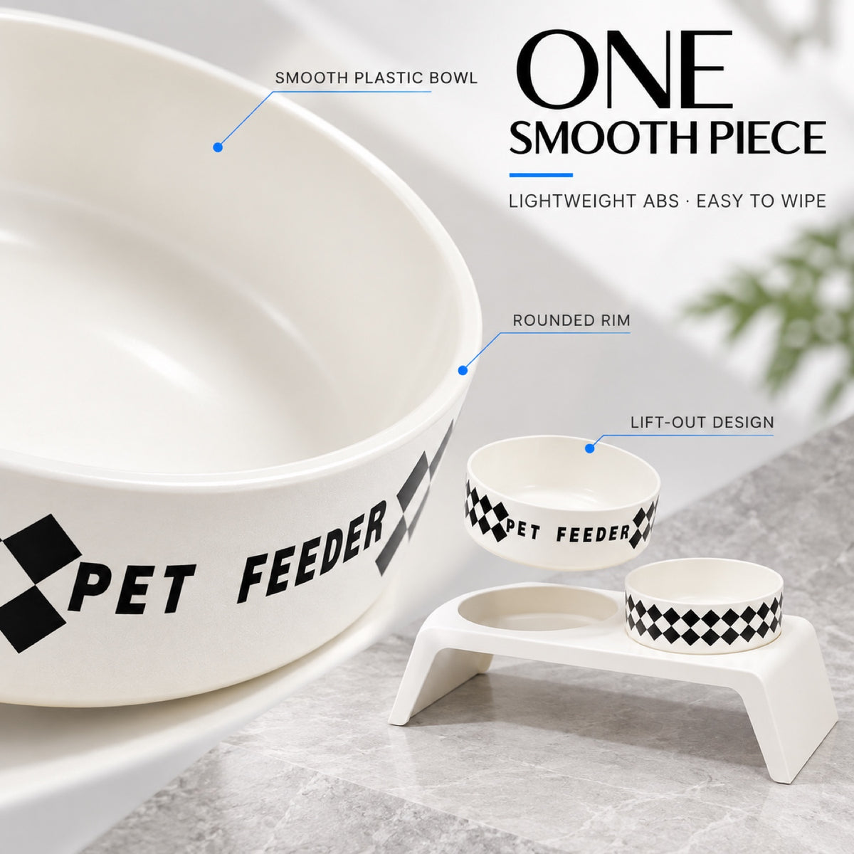 Elevated Grid Double Pet Bowl, White, By GAVPEPY image 3 - 2.jpg