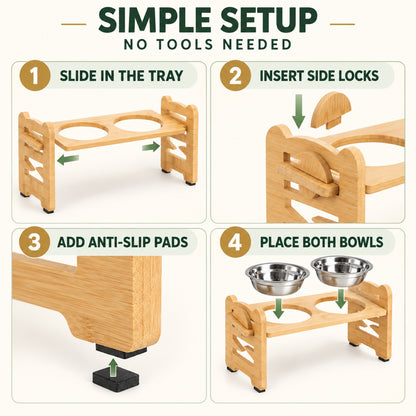 Foldable Bamboo Elevated Double Pet Bowl Stand, 2 Sizes, By GAVPEPY image 3 - 2.jpg