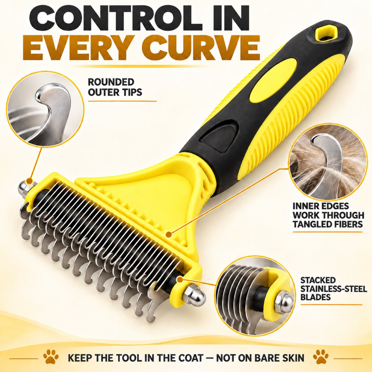 23+12 Tooth Pet Dematting Rake, 2 Colors, By GAVPEPY image 3 - 2.jpg